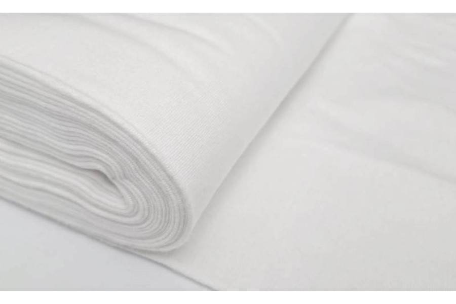 10cm MOLTON uni WEISS  70% BW  30% Pol (Grundpreis € 7,00/m)